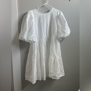 Moon River White Puff Sleeve Sundress